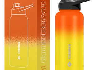 Embrava Insulated Sports Water Bottle - 32oz - Quick Open Lid for Gym