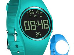 3D Non-Bluetooth Pedometer Watch Sport Wristband IP68 Swimming Water-Resistant Fitness Tracker with Track Steps/Distance/Calorie/Clock/Timer for Walking Running Kids Men Women with Extra Band