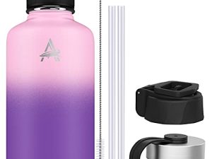 Stainless Steel Water Bottle with Straw Lid
