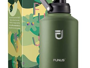 FUNUS 128oz/Gallon Insulated Water Bottle,Dishwasher Safe Stainless Steel Water Bottle, features a LEAK-PROOF spout lid with a large EASY-TO-CARRY HANDLE,BPA Free Leak Proof Water Jug for Sports