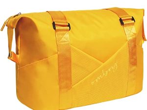 OMBRY Duffle Bag Women Weekender Bag Overnight Bags for Women Sports Gym Bag Personal Item Travel Bag Travel Tote Bags With Trolley Sleeve (S-Yellow)