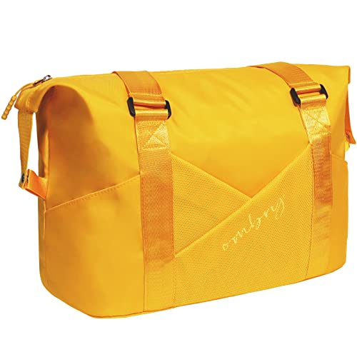 OMBRY Duffle Bag Women Weekender Bag Overnight Bags for Women Sports Gym Bag Personal Item Travel Bag Travel Tote Bags With Trolley Sleeve (S-Yellow) OMBRY Duffle Bag Women Weekender Bag Overnight Bags for Women Sports Gym Bag Personal Item Travel Bag Travel Tote Bags With Trolley Sleeve (S-Yellow)