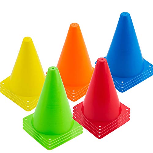 Baaxxango 20 PCS 7 inch Plastic Agility Cones for Kids-Mini Traffic Safety Cones-Construction Agility Cones for Party Baaxxango 20 PCS 7 inch Plastic Agility Cones for Kids-Mini Traffic Safety Cones-Construction Agility Cones for Party