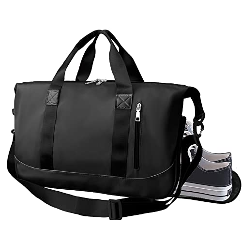 Suruid Sports Gym Bag for Women and Men Travel Duffel Bag Overnight Shoulder Bag Weekender Carry On Workout Bag Portable Sports Tote Bag Lightweight with Shoes Compartment & Wet Pocket (Black) Suruid Sports Gym Bag for Women and Men Travel Duffel Bag Overnight Shoulder Bag Weekender Carry On Workout Bag Portable Sports Tote Bag Lightweight with Shoes Compartment & Wet Pocket (Black)