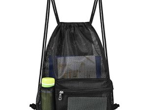 Paxiland Large Mesh Drawstring Bag for Basketball Sport Equipment Storage Bag Drawstring Backpack for Beach Swimming Toys Gym