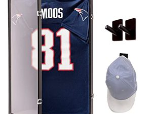 Football Jersey Frame Display Case – Strong MDF Wood Jersey Display Frame & Shatterproof Acrylic Glass – 2 Hangers