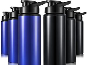 6 Pieces Aluminum Water Bottle 20 oz Metal Sports Bottles with Snap Lids Lightweight Bike Water Bottles Portable Leak Proof Travel Reusable Water Bottle for Gym Hiking Cycling Fishing School Camping
