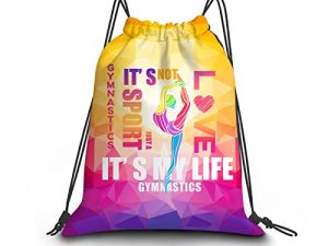 Love Gymnastics Drawstring Backpack Sport Gym Bag Gymnastics Gifts Cinch String Sack Shopping Sport Yoga Travel For Girls Boys Adult
