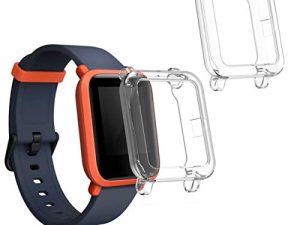 kwmobile 2-Pack Fitness Tracker Frame Compatible with Huami Amazfit Bip S/Bip S Lite - Case Sport Tracker TPU Silicone Cover - Transparent