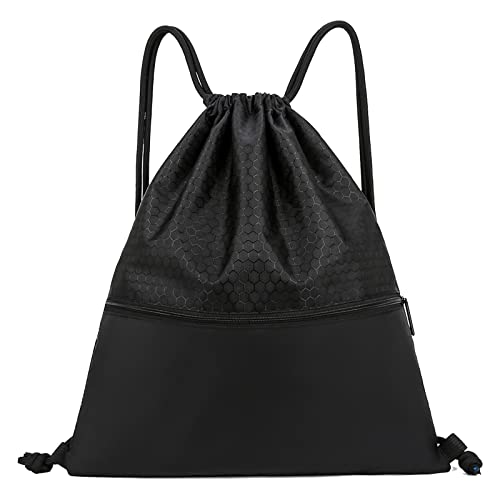 VIPOKO Drawstring Backpack Water Resistant String Basketball volleyball Bag Sack Sports Gym Sackpack with Side Pocket for Men Women black VIPOKO Drawstring Backpack Water Resistant String Basketball volleyball Bag Sack Sports Gym Sackpack with Side Pocket for Men Women black