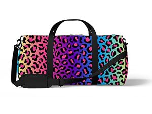 Sports Duffel Bag Gym Tote Bag Leopard Rainbow Striped Colorful Weekender Bags Backpack Tote for Overnight Travel Luggage Workout Women Men