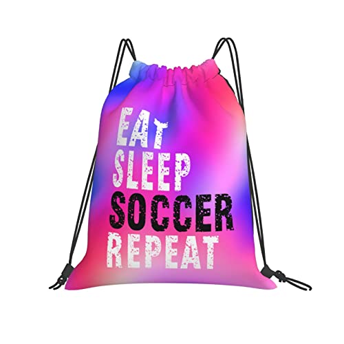 ISTYTOP Eat Sleep Soccer Repeat Drawstrings Bags Backpack Pink Waterproof Light Durable Gym Sports Yoga Beach Sackpack For Boys Girls Unisex ISTYTOP Eat Sleep Soccer Repeat Drawstrings Bags Backpack Pink Waterproof Light Durable Gym Sports Yoga Beach Sackpack For Boys Girls Unisex