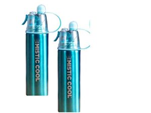 MISTIC COOL Aluminum Sports Water Bottle Mister Spray Bottle for Sports Working Out 24 Ounces BPA Free for Adults & Kids - 2 Pack of Water Bottles