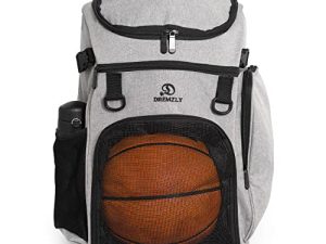 Dremzly Large Gray Adult Sports Gym Backpack for Men and Women with Ball Compartment for Basketball