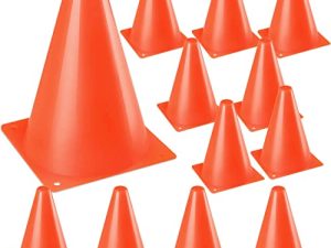 Power King 7 Inch Traffic Cones Sports Practice Basketball Cones Agility Field Marker Cones for Soccer Skating Football Basketball Indoor Outdoor Gams