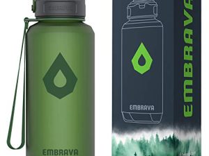 Embrava 40oz Water Bottle - Large with Travel Carry Ring - Wide Leak Proof Drink Spout | Heavy-Duty