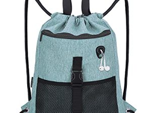 LIVACASA Drawstring Bag Gym with Pockets Sports Sack with Handle Drawstring Backpack Travel for Men Women