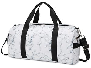 Abshoo Sports Gym Bag for Girls Boys Teen Weekender Carry On Women Men Travel Duffel Bag with Shoe Compartment (Marble Black)