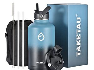 TAKETAU 64 oz Sport Water Bottle with Straw