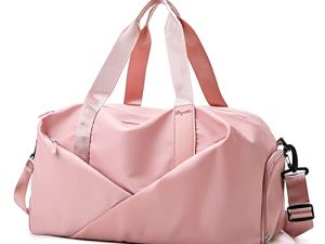 Sports Gym Bag Travel Duffel Bag with Wet Pocket & Shoes Compartment for Women and Men(Pink