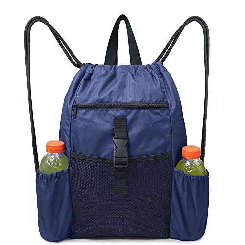 BeeGreen Navy Gym Bag For Women Drawstring Backpack 15.75"L x 19.5"H with Inner Pocket for Boys Girls BeeGreen Navy Gym Bag For Women Drawstring Backpack 15.75"L x 19.5"H with Inner Pocket for Boys Girls