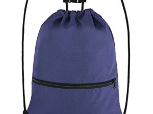 BeeGreen Drawstring Backpack Gym Sports Bag with Front Zipper Pocket and Inner Pocket Large 18.5" L x 13.8" W Cinch Sack