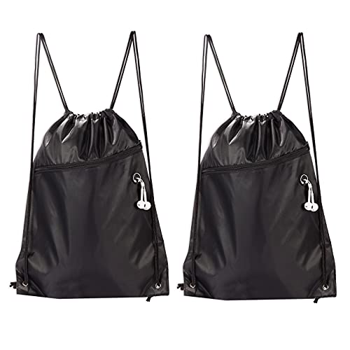 2 Pieces Drawstring Bag with Zipper and Pockets 2 Pieces Drawstring Bag with Zipper and Pockets