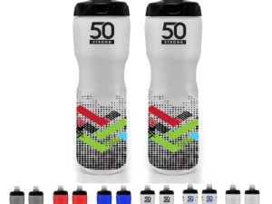 28 oz. Sports Squeeze Water Bottle with Premium One-Way Valve Cap - Two Pack of Squirt Bottles - Fits in Most Bike Bottle Holders - Made in USA (Dots)