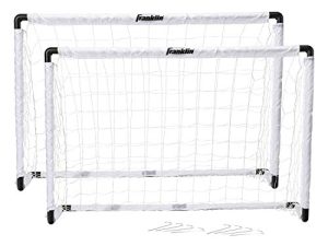 Franklin Sports Kids Soccer Goal Set - Portable Backyard Youth Soccer Goals - 2 Mini Soccer Goals with Ground Stakes - 54" x 36"