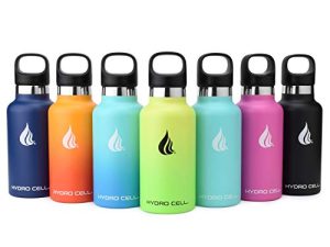 HYDRO CELL Stainless Steel Water Bottle with Straw & Standard Mouth Lids (32oz 24oz 20oz 16oz) - Keeps Liquids Hot or Cold with Double Wall Vacuum Insulated Sweat Proof Sport Design (Red/Orange 16oz)*