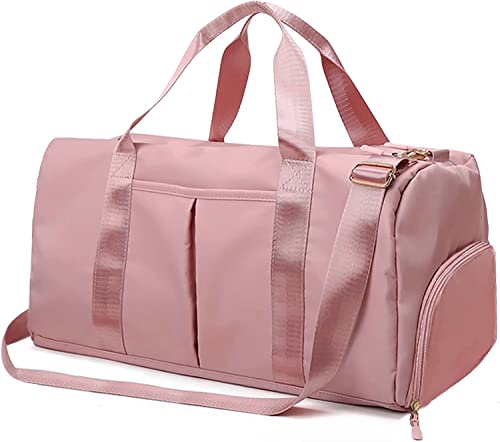 Suruid Sports Gym Bag Travel Duffel Bag for Women and Men Waterproof Weekender Overnight Tote Carry On Bag with Shoes Compartment & Wet Pocket Lightweight Adjustable Strap - Pink Suruid Sports Gym Bag Travel Duffel Bag for Women and Men Waterproof Weekender Overnight Tote Carry On Bag with Shoes Compartment & Wet Pocket Lightweight Adjustable Strap - Pink