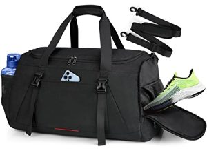 Gym Bag for Men Women 40L Water Resistant Sports Bag Gym Duffle Bag with Wet Pocket Large Travel Duffel Bag Weekender Overnight Bag with Shoe Compartment Black