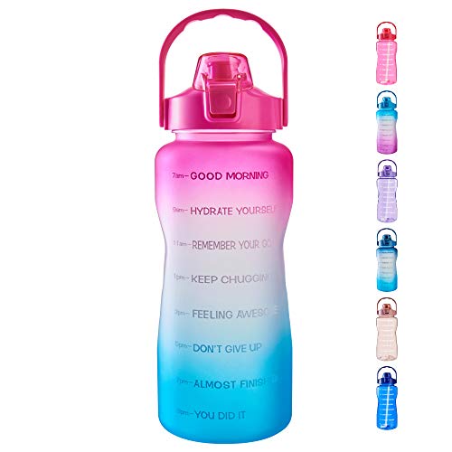 EYQ Half Gallon/64 oz Water Bottle with Time Marker EYQ Half Gallon/64 oz Water Bottle with Time Marker