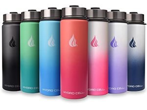 HYDRO CELL Stainless Steel Water Bottle w/ Straw & Wide Mouth Lids (64oz 40oz 32oz 24oz 18oz 14oz) - Keeps Liquids Hot or Cold w/ Vacuum Insulated Sweat Proof Sport Design (Lavender/White 24 oz)