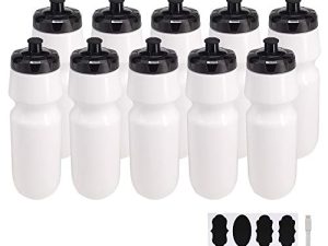 Belinlen 10 Pack 27 oz Sports Water Bottles Sports and Fitness Squeeze Water Bottles BPA Free come with 16 pcs Chalk Labels