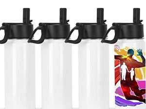 Micellwuu Sublimation Sports Water Bottle Blanks (4 Pack)