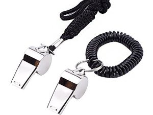 EBOOT Sports Coach Whistle with Lanyard and Stainless Steel Coach Whistle with Spiral Bracelet
