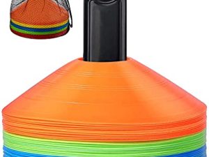 25 Pcs Pro Disc Cones - 5 Colors Agility Soccer Cones with Carry Bag and Holder for Training