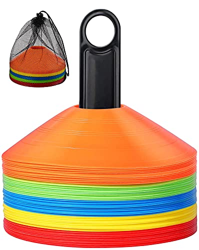 25 Pcs Pro Disc Cones - 5 Colors Agility Soccer Cones with Carry Bag and Holder for Training 25 Pcs Pro Disc Cones - 5 Colors Agility Soccer Cones with Carry Bag and Holder for Training