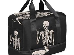 Goth Skull Halloween Sports Gym Bag with Shoes Compartment