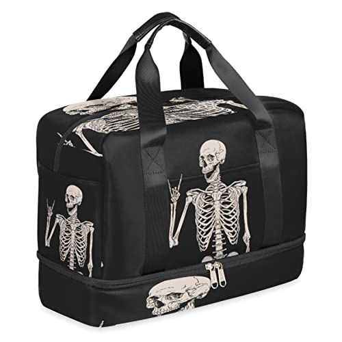 Goth Skull Halloween Sports Gym Bag with Shoes Compartment Goth Skull Halloween Sports Gym Bag with Shoes Compartment