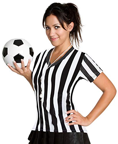 ChinFun Women's Official Black & White Stripe Referee Shirt Zipper Collar Classic Umpire Jersey Short Sleeve Ref Jersey ChinFun Women's Official Black & White Stripe Referee Shirt Zipper Collar Classic Umpire Jersey Short Sleeve Ref Jersey