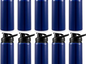 Gandeer 10 Pcs Aluminum Water Bottle 17 Oz Reusable Bike Bottles Snap Lid Metal Lightweight Portable Sports Leak Proof Gym for Travel Camping Hiking (Dark Blue)
