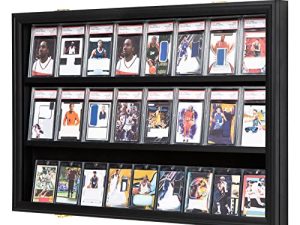 Temgee 24 Baseball Card Display Case - Lockable Sports Graded Card Display Case Wall Mount with UV Protection Acrylic Door for Baseball Basketball Football Hockey Trading Card Collection