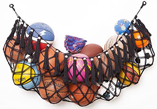 Diocos Sports Ball Storage Net Hammock for Garage Hanging Basket Organizer Net for Basketballs Diocos Sports Ball Storage Net Hammock for Garage Hanging Basket Organizer Net for Basketballs