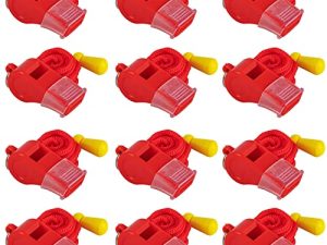 MISUYACO 12 Pack Plastic Sport Whistles with Lanyar for Coaches