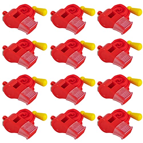 MISUYACO 12 Pack Plastic Sport Whistles with Lanyar for Coaches MISUYACO 12 Pack Plastic Sport Whistles with Lanyar for Coaches