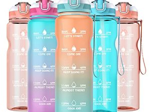 AKASO 32oz Water Bottles with Motivational Time Marker & Straw