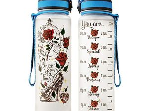 64HYDRO 32oz 1Liter Motivational Fitness Sports Water Bottle with Time Marker & Removable Strainer