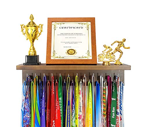 Medal Hanger Trophy Shelf Display Sport Awards.Perfect All-in-1 Wooden Shelf by 25 Pcs Steel Hooks.Sturdy Medal Holders for Gymnastics Basketball Baseball Soccer Honors Wall Mount Rack Easy to Install Medal Hanger Trophy Shelf Display Sport Awards.Perfect All-in-1 Wooden Shelf by 25 Pcs Steel Hooks.Sturdy Medal Holders for Gymnastics Basketball Baseball Soccer Honors Wall Mount Rack Easy to Install